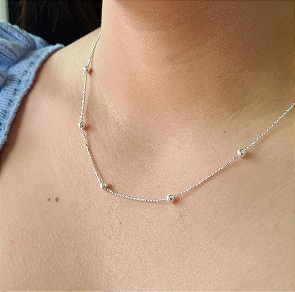 Gargantilha Bolinhas 4mm Prata 925 - CPR723