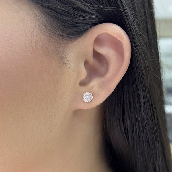 Brincos Redondo 6mm com Zircônia Prata 925 - BPR766