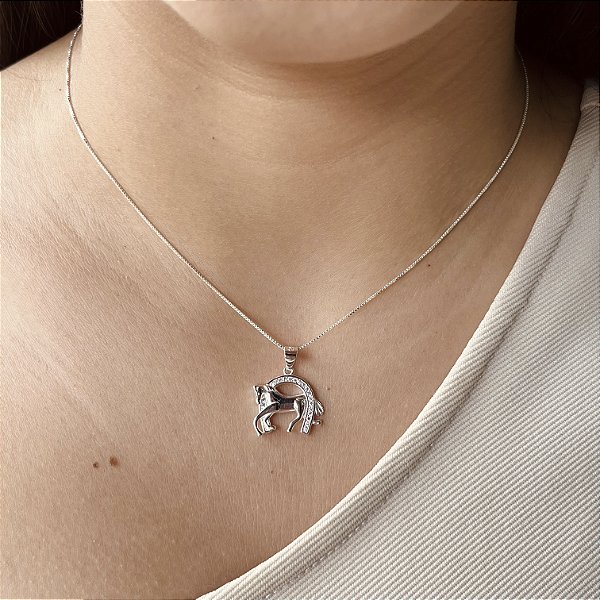 Gargantilha Cavalo na Ferradura Cravejada Prata 925 - CPR738