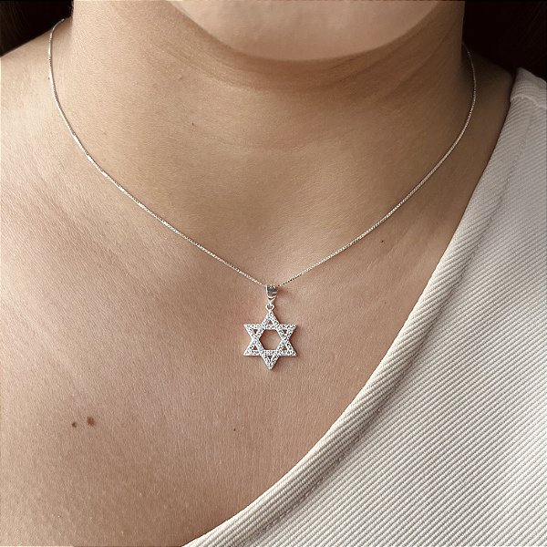 Gargantilha com Pingente de Daví Cravejado Prata 925 - CPR740