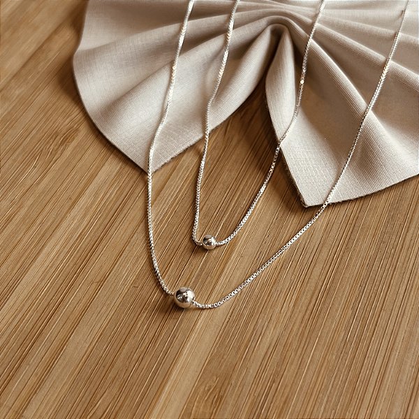 Corrente Veneziana  Dupla com Bolinhas Prata 925 - CPR743