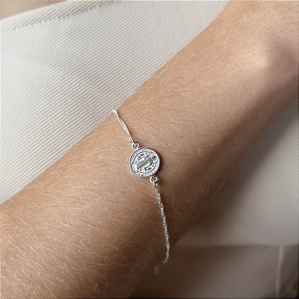 Pulseira Pingente São Bento Prata 925 - PPR514