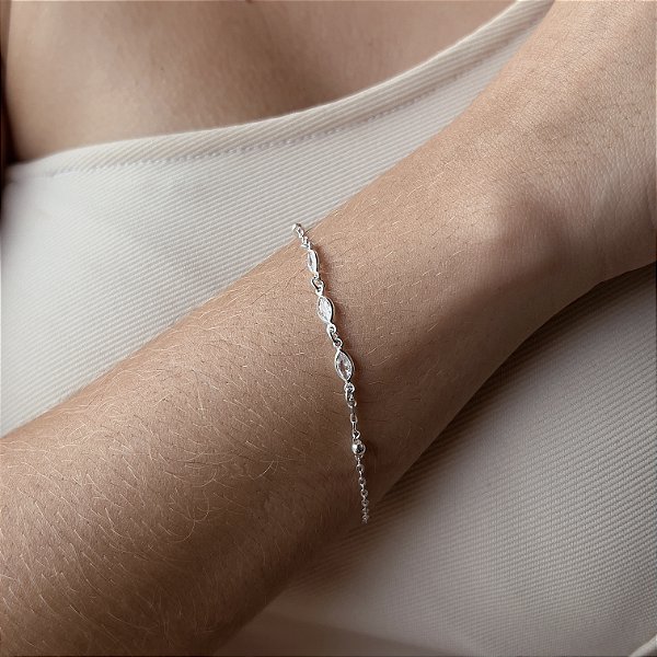 Pulseira Com Pedras Zircônias Prata 925 - PPR515