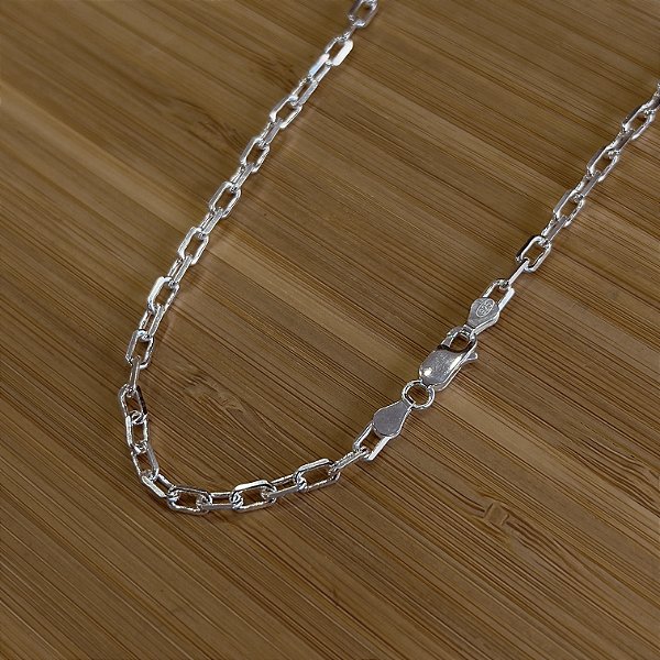 Corrente Masculina Cartier Alongada Prata 925  4x7mm - CPR748