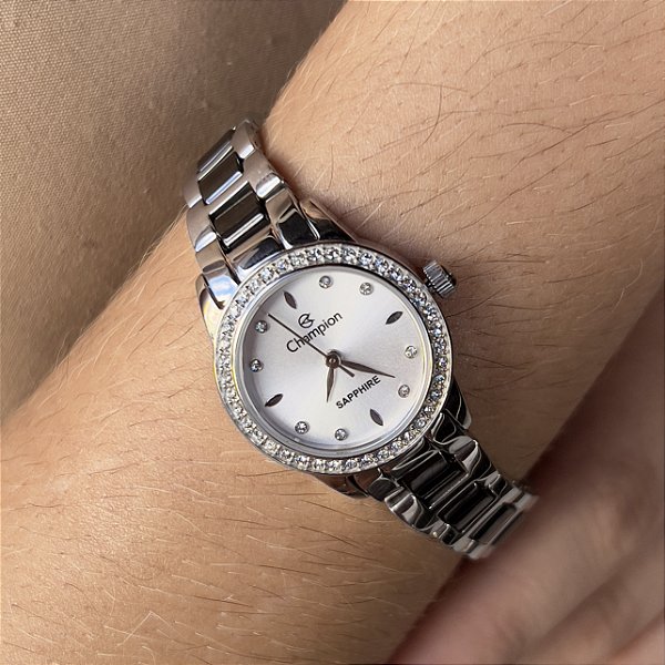 Relógio Champion Feminino Cerâmica Prateado - CS28549Q
