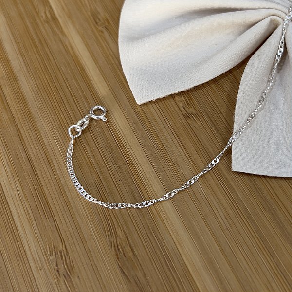Pulseira Feminina Grumet Trançada Prata 925 - PPR519