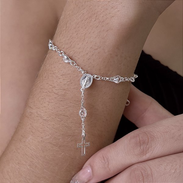 Pulseira Terço com Zircônias Prata 925 - PPR520