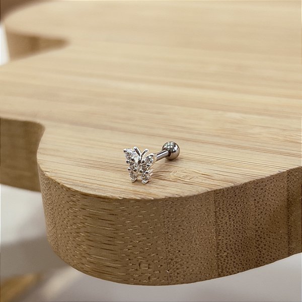 Piercing Borboleta Cravejado para Helix Prata 925 - PIPR423
