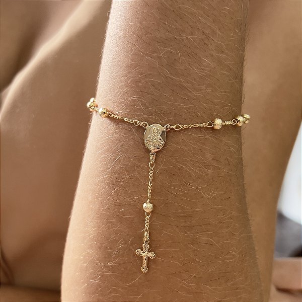 Pulseira Terço Bolas Foscas Semijoias 18k - MP607