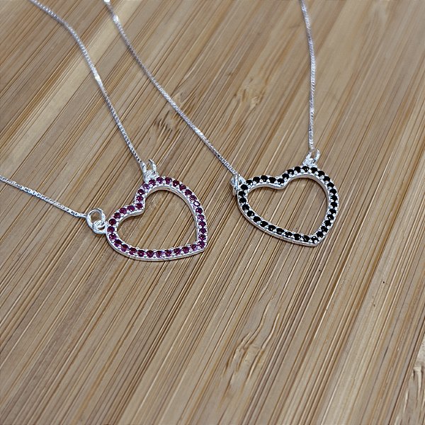 Gargantilha com Coração com Zircônias Prata 925 - CPR761