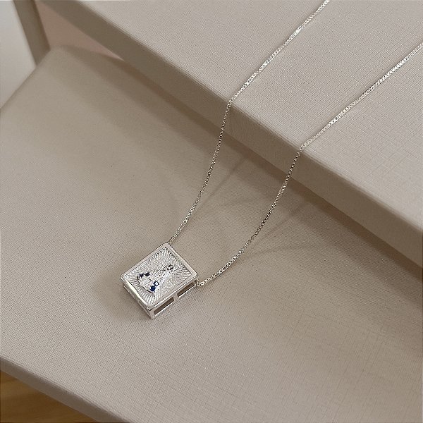 Gargantilha Pingente Quadrado N.Sra Aparecida Prata 925 - CPR774