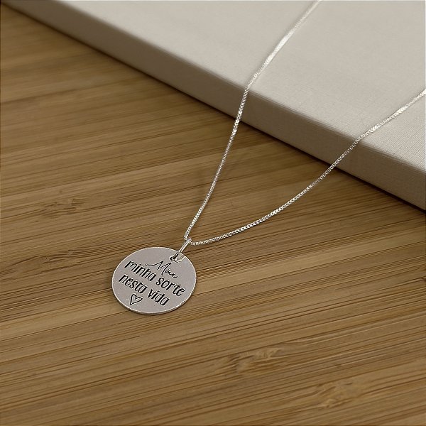 Gargantilha Mãe Minha Sorte Nesta Vida Prata 925 - CPR775