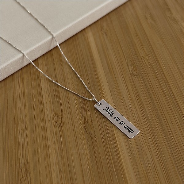 Gargantilha com Pingente Mãe Eu Te Amo Prata 25 - CPR776
