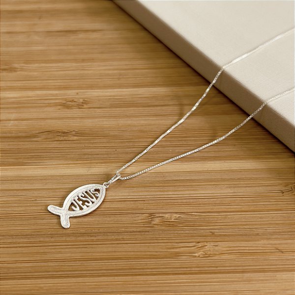 Gargantilha com Pingente Jesus Prata 925 - CPR777