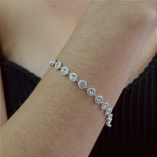 Pulseira Riviera com Pedras Swarovski Prata 925 com Ródio - PPR526
