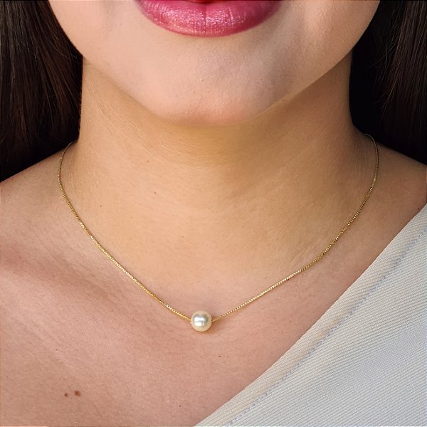 Gargantilha com Pérola Semijoias 18k - MC848