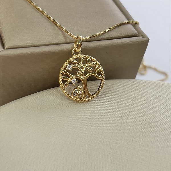 Gargantilha Árvore da Vida com Zircônias Semijoia 18K - MC863