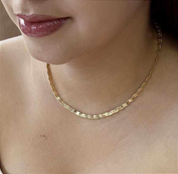 Choker Fio Ondulado Semijoia 18k - MC833
