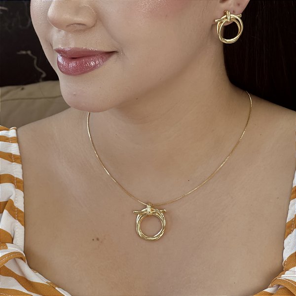 Conjunto Fio Entrelaçado Semijoias 18k - MCJ93