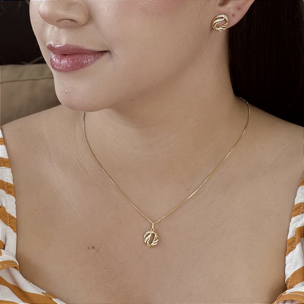 Conjunto Cravejado com Zircônias Semijoia 18k - MCJ98