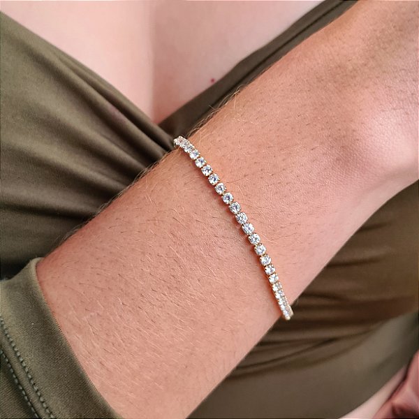 Pulseira Riviera com Zircônias 3mm Semijoia 18k - MP658