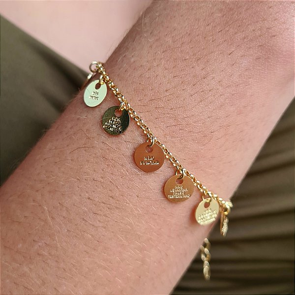 Pulseira com 10 Mandamentos Semijoia 18k - MP646