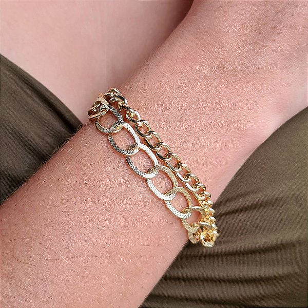 Pulseira Dupla com Elos Semijoia 18k - MP611