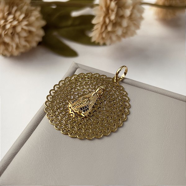 Pingente Nossa Senhora Aparecida  Semijoia 18k - MPI95