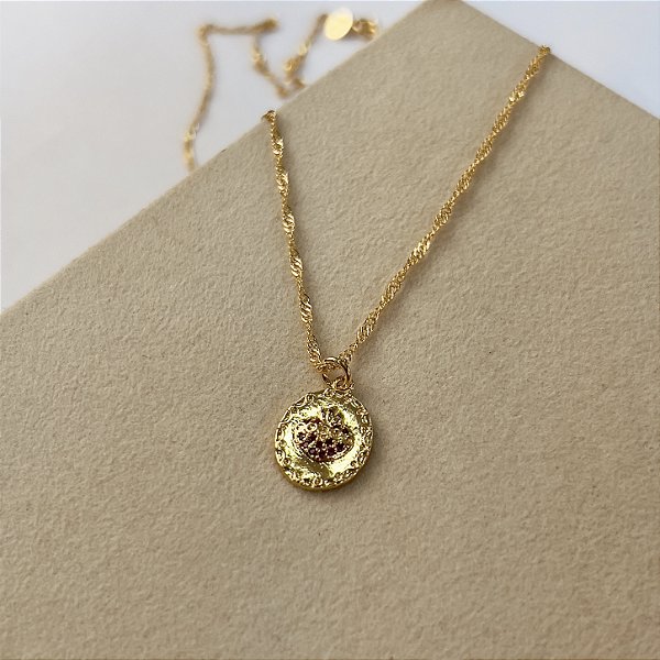 Gargantilha com Pingente do Sagrado Coração Semijoia 18k - MC941