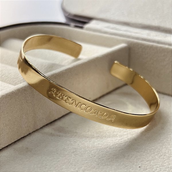 Bracelete Ajustável com Frase Abençoada Semijoia 18k - MP638