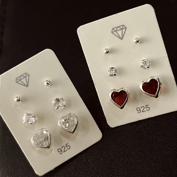 Trio de Brincos Prata 925 2/3/6mm - BPR812