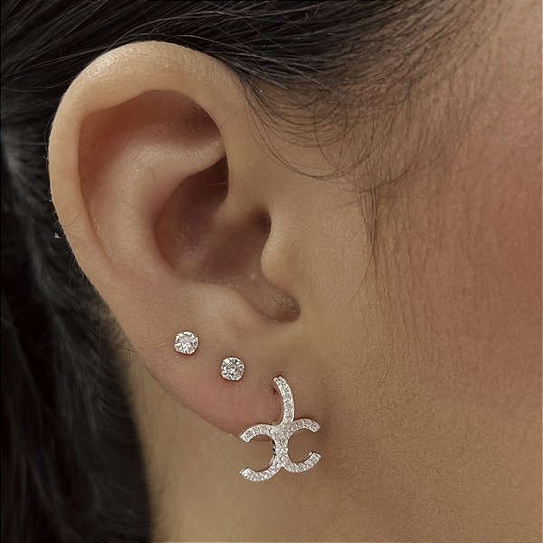 Brincos Cravejados com Zircônias Prata 925 - BPR825