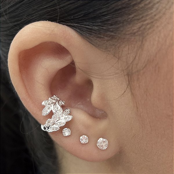 Argola Fake Cravejada com Zircônias Prata 925 - BPR826