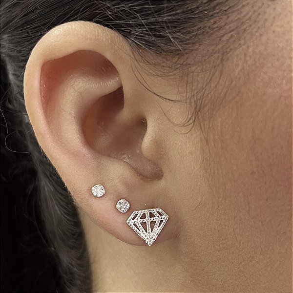Brincos Diamante Prata 925 9mm - BPR840
