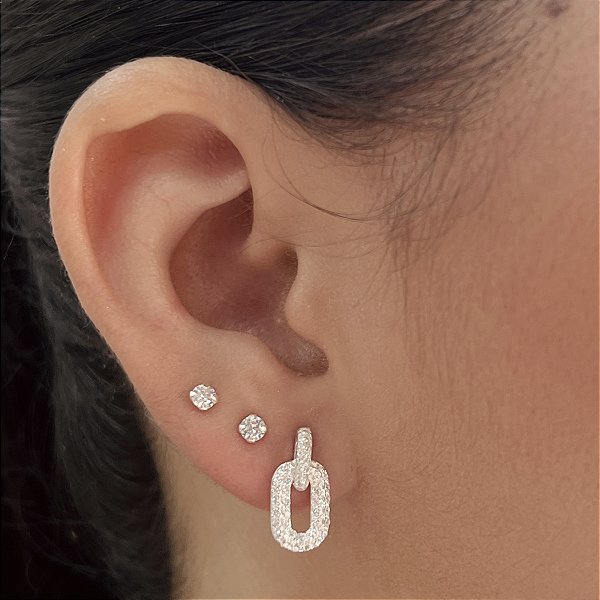 Brincos Elos Cravejados com Zircônias - BPR842