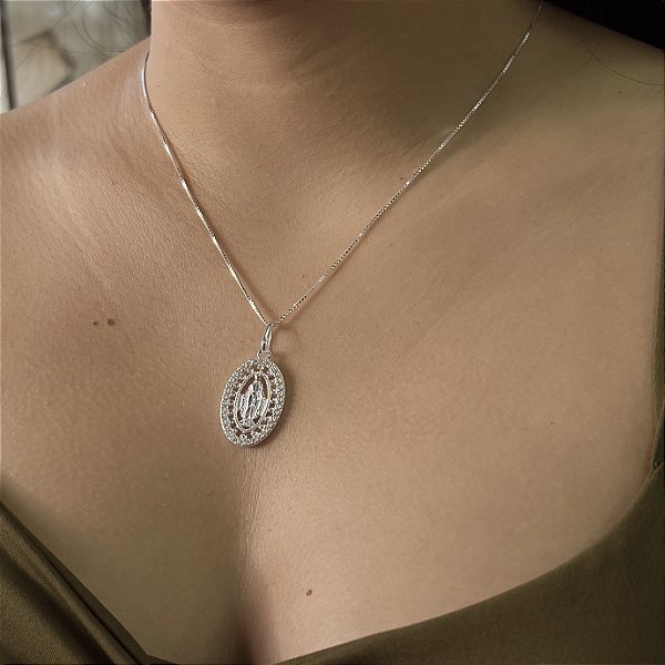 Gargantilha N.Sra. das Graças com Zircônias Prata 925 - CPR787