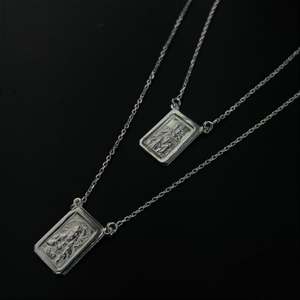 Escapulário N.Sra. do Carmo e Sagrado Coração Prata 925 - CPR791