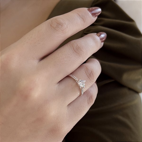 Anel Solitário Prata 925 - APR247