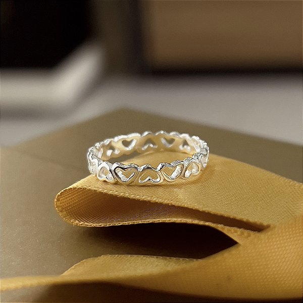 Anel Corações Prata 925 - APR254