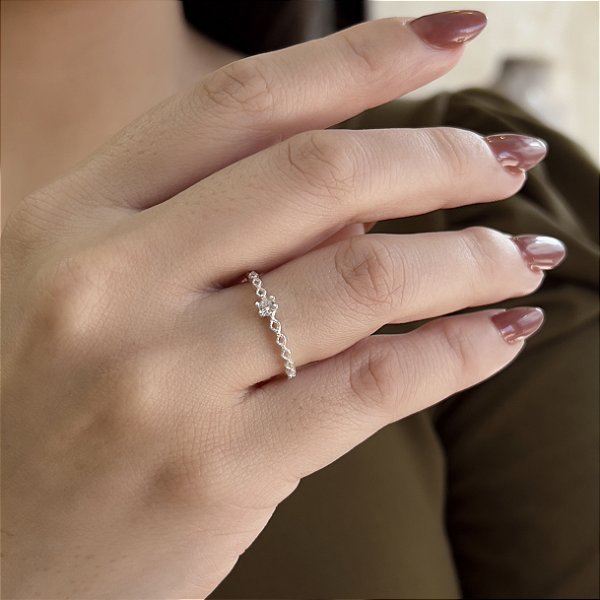 Anel Solitário com Infinitos Prata 925 - APR252