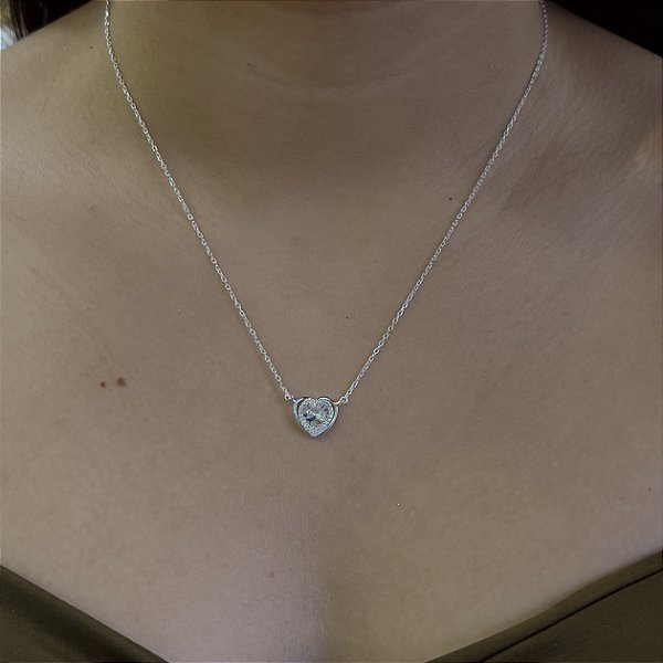 Gargantilha Coração com Zircônias Prata 925 - CPR797