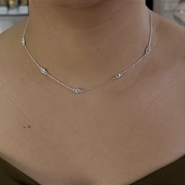 Choker com Pontos de luz Prata 925 - 40+5cm - CPR799