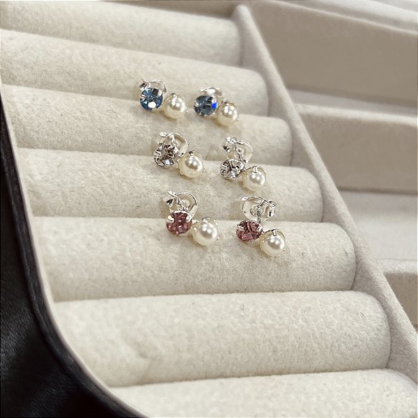 Brincos com Pedra e Pérola Prata 925 - BPR847