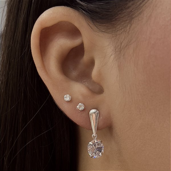 Brincos Ponto de Luz Pendurados Prata 925 - BPR848