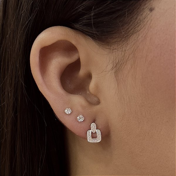 Brincos Quadrado com Zircônias Prata 925 - BPR854