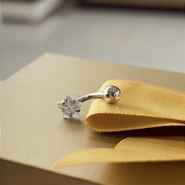 Piercing para Umbigo Prata 925 com Pino Aço - PIPR433