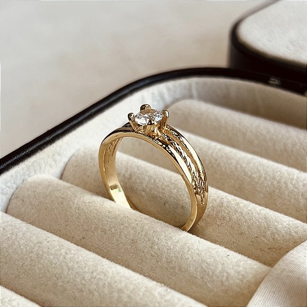 Anel Solitário Semijoia 18k - MA159