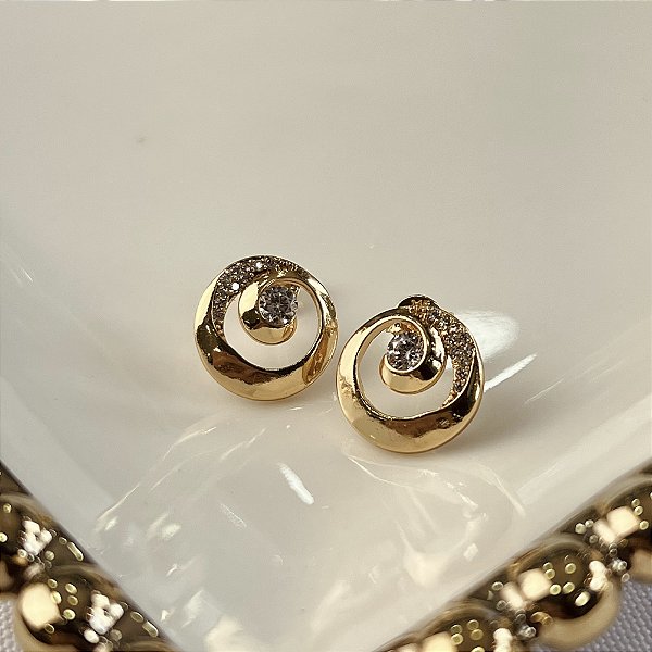 Brincos Espiral com Zircônia Semijoias 18k - MB1207
