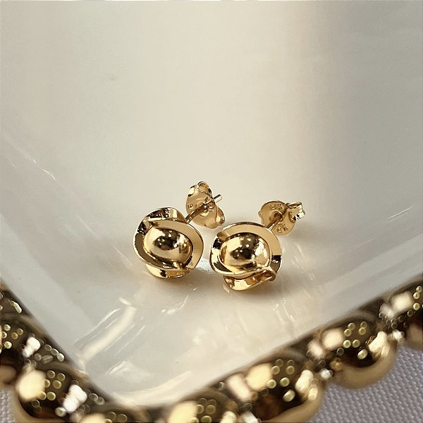 Brincos Bola Trabalhada Semijoias 18k - MB1111