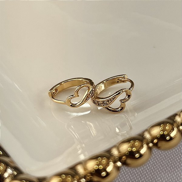 Argolas Detalhe Coração com Zircônia Semijoias 18k - MB1227